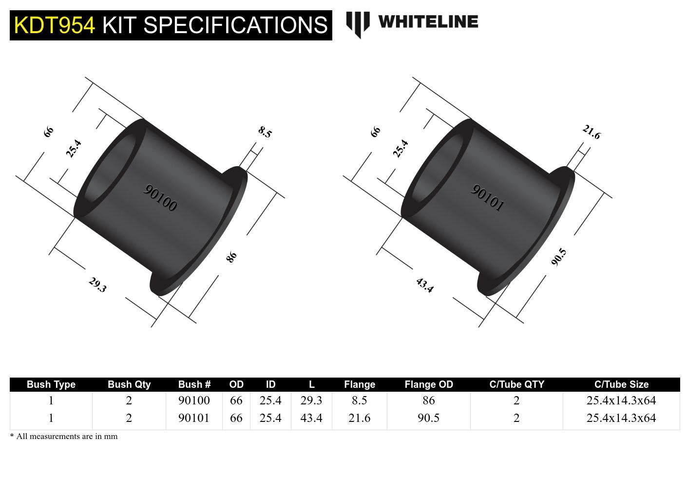 Rear Differential Mount Polyurethane Bushing Kit for NA/NB Mazda MX5 Miata by Whiteline