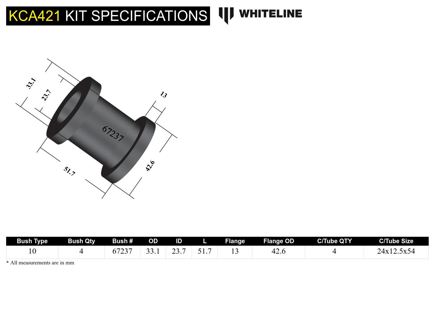 Front Camber Correction Inner Upper Control Arm Polyurethane Bushing Kit for NC Mazda MX5 Miata by Whiteline