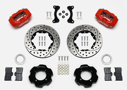Front Big Brake Kit Dynalite 4 11.00" Red Drilled & Slotted Rotor for NA/NB Mazda MX5 Miata by Wilwood | 140-11704-DR