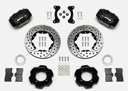Front Big Brake Kit Dynalite 4 11.00" Black Drilled & Slotted Rotor for NA/NB Mazda MX5 Miata by Wilwood | 140-11704-D