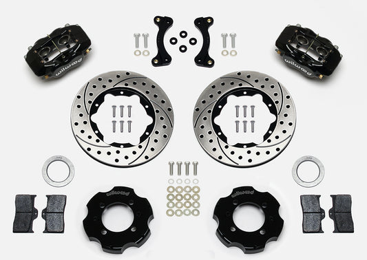 Front Big Brake Kit Dynalite 4 11.00" Black Drilled & Slotted Rotor for NA/NB Mazda MX5 Miata by Wilwood | 140-11704-D