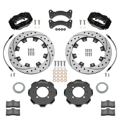 Front Big Brake Kit Dynalite 4 11.75" Black Drilled & Slotted Rotor for NA/NB Mazda MX5 Miata by Wilwood | 140-17935-D
