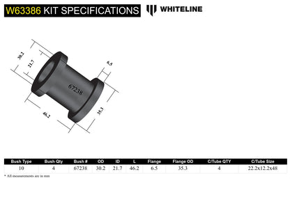 Rear Lower Trailing Arm Polyurethane Bushing Kit for NC Mazda MX5 Miata by Whiteline
