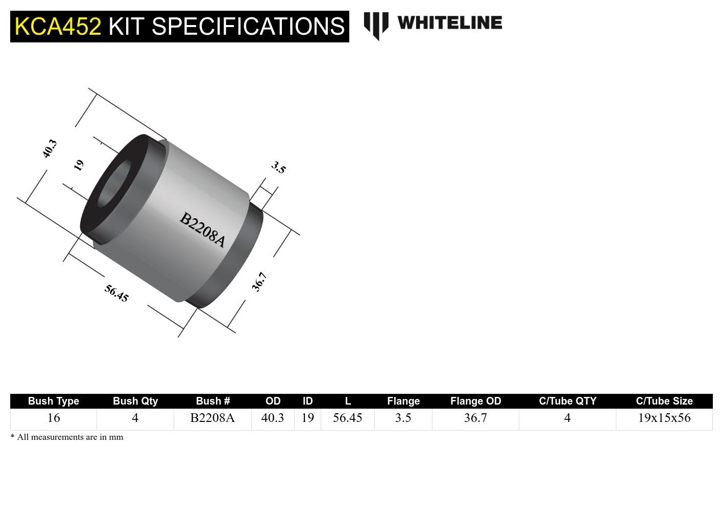 Front Upper Control Arm Polyurethane Bushing Kit for NA/NB Mazda MX5 Miata by Whiteline
