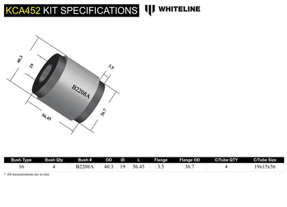 Front Upper Control Arm Polyurethane Bushing Kit for NA/NB Mazda MX5 Miata by Whiteline