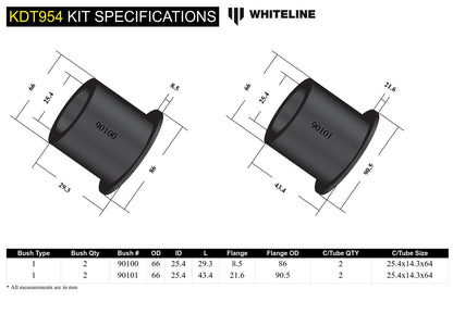 Rear Differential Mount Polyurethane Bushing Kit for NA/NB Mazda MX5 Miata by Whiteline
