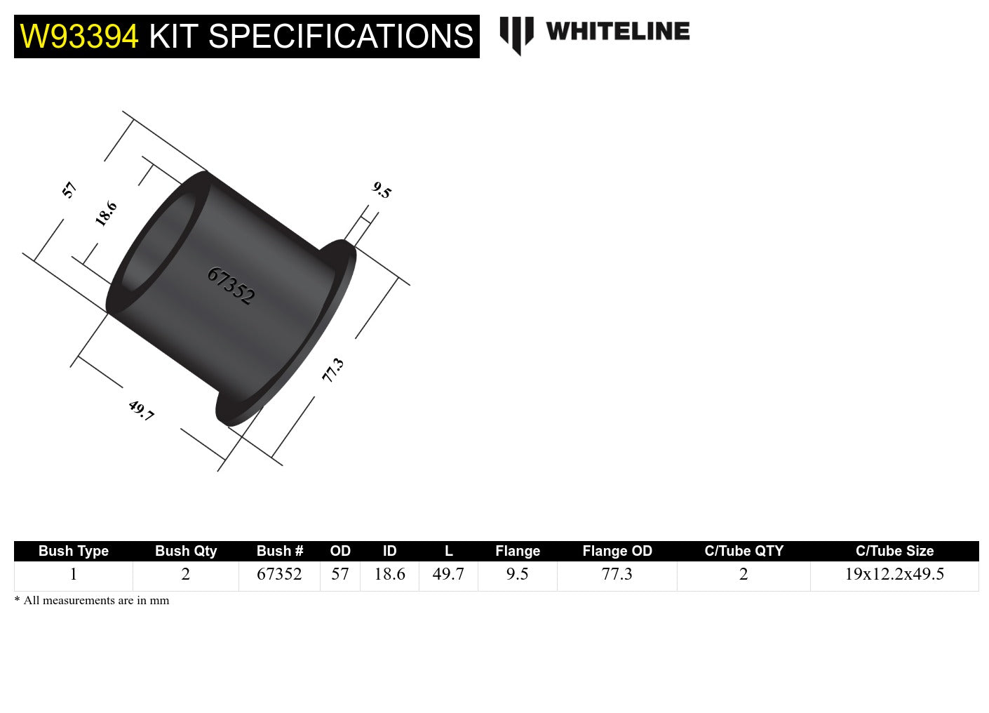 Rear Differential Mount Polyurethane Bushing Kit for NC Mazda MX5 Miata by Whiteline