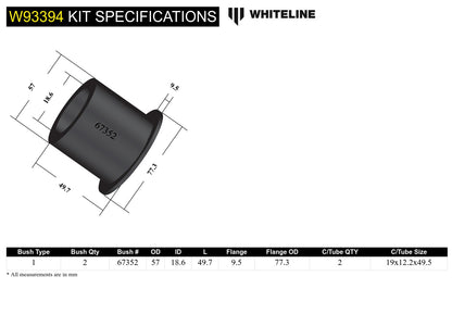 Rear Differential Mount Polyurethane Bushing Kit for NC Mazda MX5 Miata by Whiteline