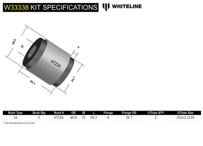 Front Shock To Control Arm Polyurethane Bushing Kit for NC Mazda MX5 Miata by Whiteline
