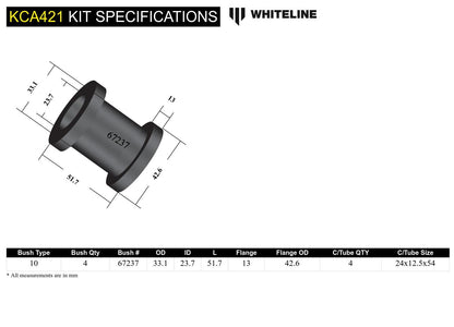 Front Camber Correction Inner Upper Control Arm Polyurethane Bushing Kit for NC Mazda MX5 Miata by Whiteline
