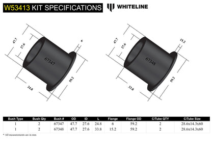 Front Inner Lower Control Arm Polyurethane Bushing Kit for NC Mazda MX5 Miata by Whiteline