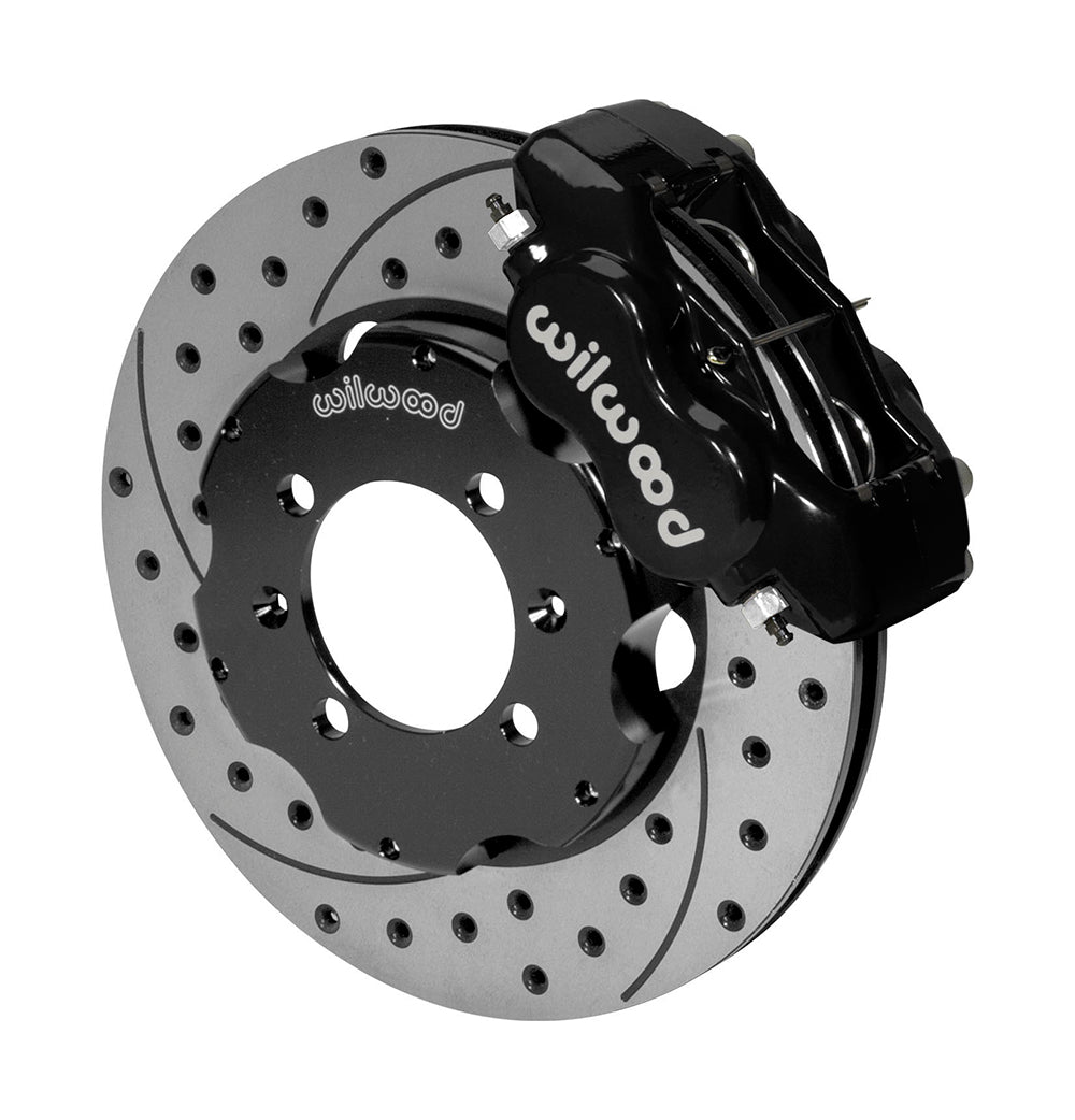 Front Big Brake Kit Dynalite 4 11.00" Black Drilled & Slotted Rotor for NA/NB Mazda MX5 Miata by Wilwood | 140-11704-D