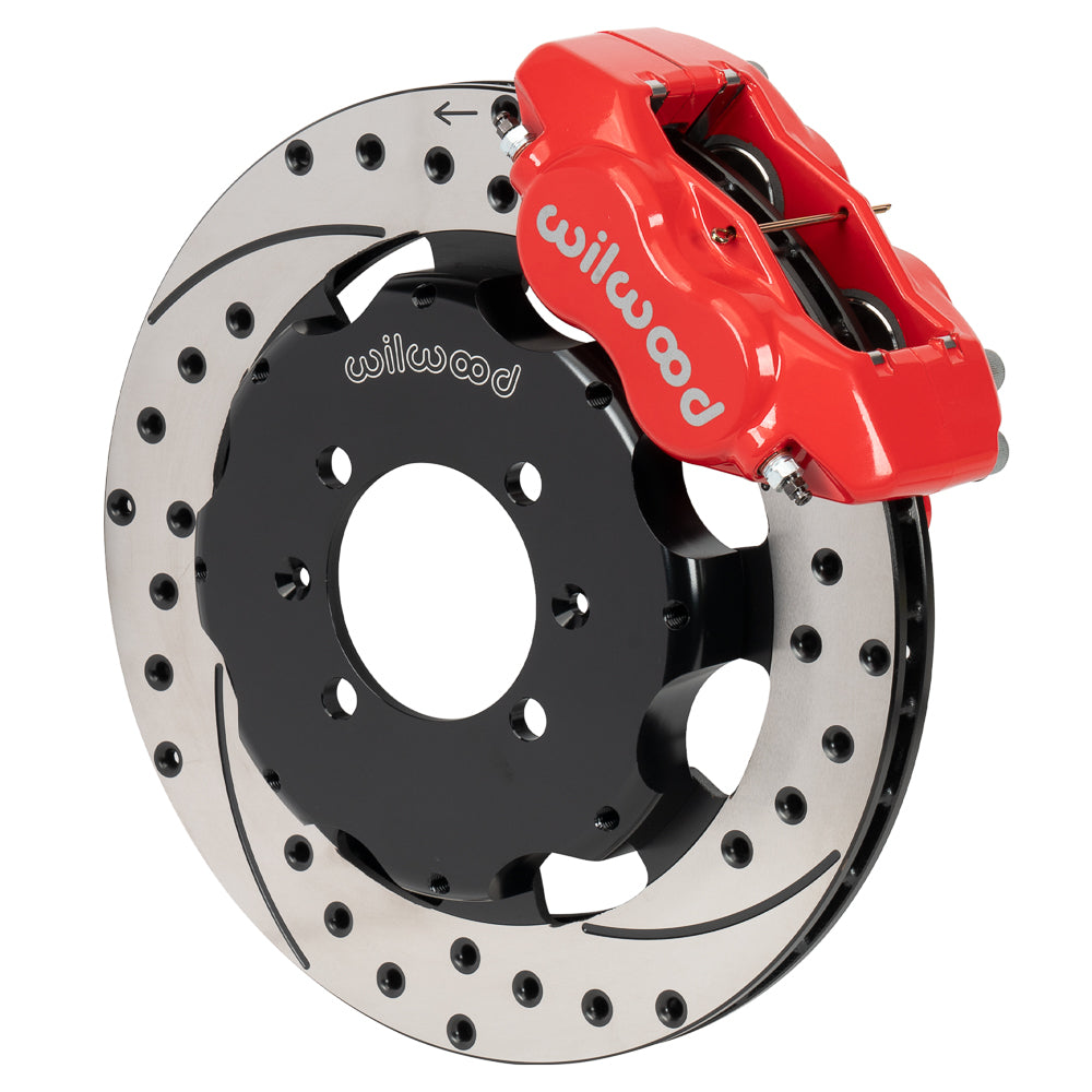 Front Big Brake Kit Dynalite 4 11.75" Red Drilled & Slotted Rotor for NA/NB Mazda MX5 Miata by Wilwood | 140-17935-DR