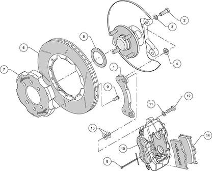 Front Big Brake Kit Dynalite 4 11.00" Black Slotted Rotor for NA/NB Mazda MX5 Miata by Wilwood | 140-13379