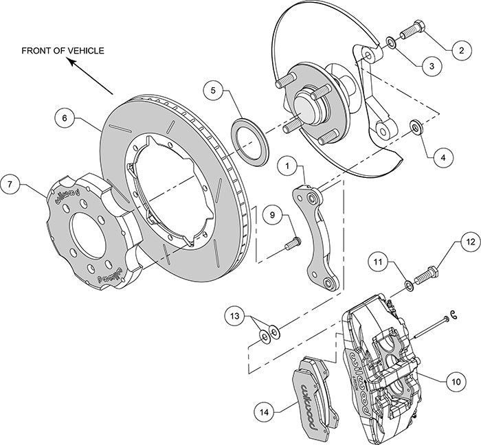 Front Big Brake Kit Dynapro 6 11.00" Black Slotted Rotor for NA/NB Mazda MX5 Miata by Wilwood | 140-13380