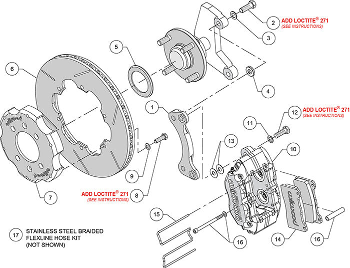 Front Big Brake Kit Dynapro 4 11.00" Anodized Slotted Rotor for NA/NB Mazda MX5 Miata by Wilwood | 140-14316