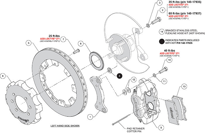 Front Big Brake Kit Dynalite 4 11.75" Black Rotor for NA/NB Mazda MX5 Miata by Wilwood | 140-17935