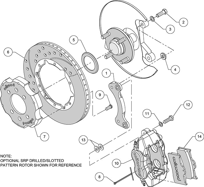 Front Big Brake Kit Dynalite 4 11.00" Black Rotor for NA/NB Mazda MX5 Miata by Wilwood | 140-11704