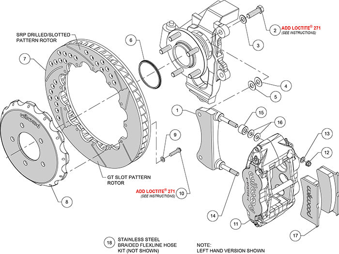 Front Big Brake Kit Superlite 6R 14.00" Black Drilled & Slotted Rotor for NC Mazda MX5 Miata by Wilwood | 140-12911-D